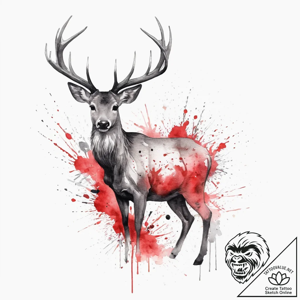 Tattoo sketch a subtle deer silhouette, elega... - tattoo sketch (№1755672294_0, 20.08.2025 06:44) — tattoovalue.net