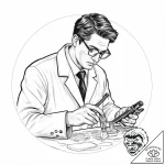 A scientist in a lab coat, looking at a petri… – tattoo sketch (№1755672492_0, 20.08.2025 06:48) — tattoovalue.net