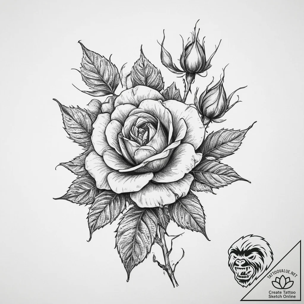 Rose hips - tattoo sketch (№1755672690_0, 20.08.2025 06:51) — tattoovalue.net