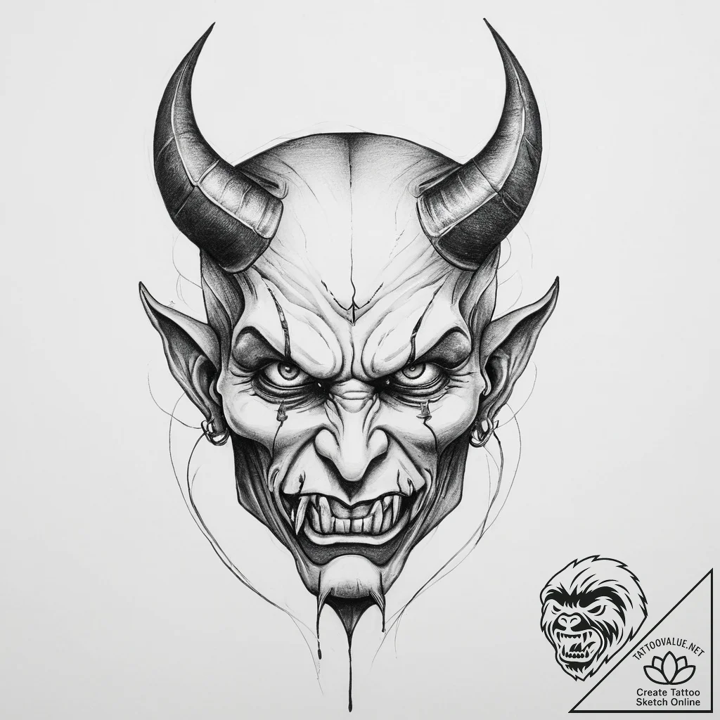 Devil - tattoo sketch (№1755695928_0, 20.08.2025 13:18) — tattoovalue.net
