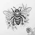 Tattoo sketch a delicate bee buzzing around a… – tattoo sketch (№1755696286_0, 20.08.2025 13:24) — tattoovalue.net