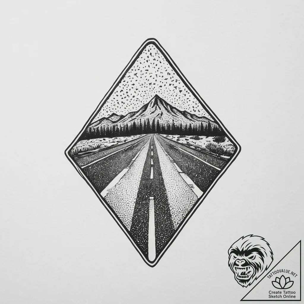 Tattoo design a road sign with a significant... - tattoo sketch (№1755702042_0, 20.08.2025 15:00) — tattoovalue.net