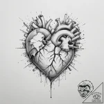 Tattoo sketch a deconstructed heart, showing… – tattoo sketch (№1755702254_0, 20.08.2025 15:04) — tattoovalue.net