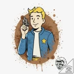 Vault boy (from fallout), ink illustration fo… – tattoo sketch (№1755702655_0, 20.08.2025 15:10) — tattoovalue.net