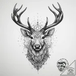 A peryton (winged stag), tattoo line art, old… – tattoo sketch (№1755703055_0, 20.08.2025 15:17) — tattoovalue.net