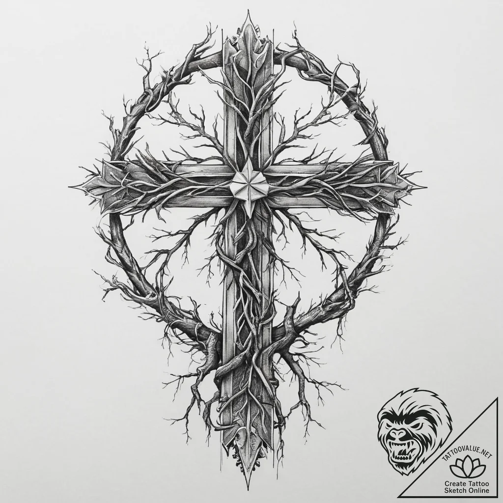 64. tattoo design: a "chernobog" rune intertw... - tattoo sketch (№1755703910_0, 20.08.2025 15:31) — tattoovalue.net