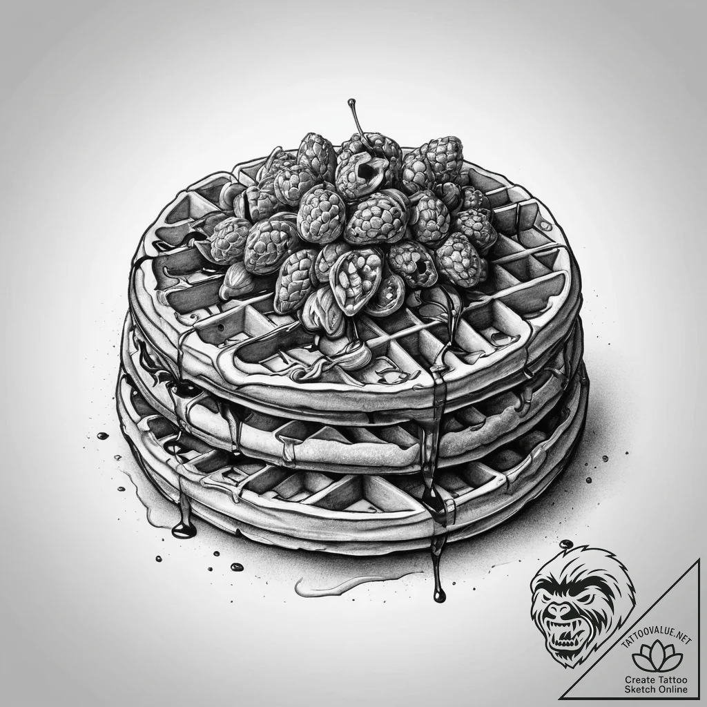 Tattoo sketch a 'waffle' on one, 'syrup' on t... - tattoo sketch (№1755705751_0, 20.08.2025 16:02) — tattoovalue.net