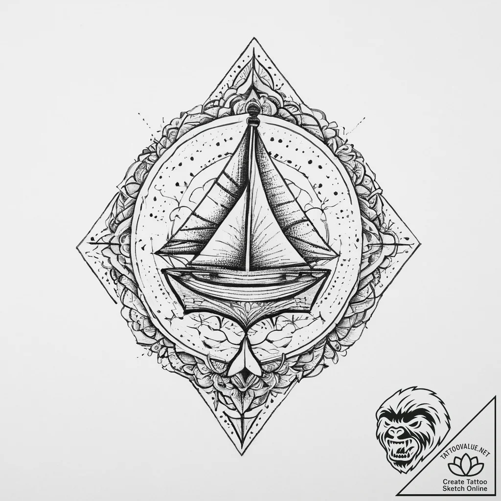 Tattoo sketch a "level up" icon with abstract... - tattoo sketch (№1755706384_0, 20.08.2025 16:13) — tattoovalue.net