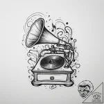 Tattoo design a small, classic phonograph wit… – tattoo sketch (№1755708571_0, 20.08.2025 16:49) — tattoovalue.net