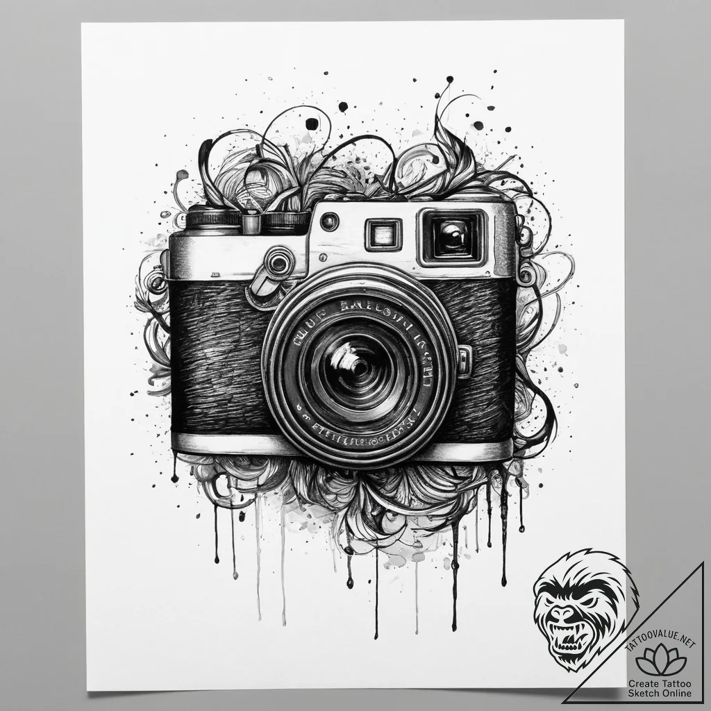 Tattoo design a streamer's camera with a "liv... - tattoo sketch (№1755708987_0, 20.08.2025 16:56) — tattoovalue.net