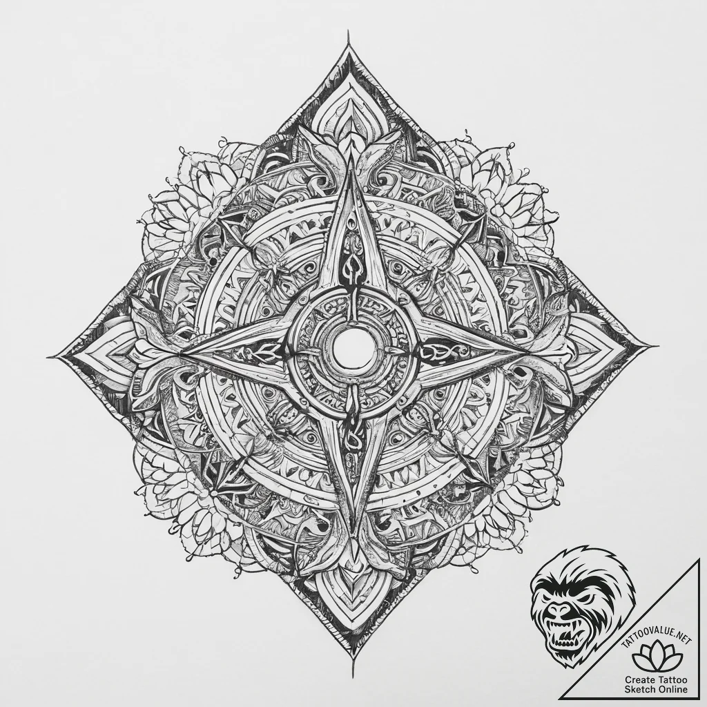 135. tattoo sketch: "klad" rune surrounded by... - tattoo sketch (№1755709195_0, 20.08.2025 16:59) — tattoovalue.net
