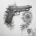 Machine gun, tattoo sketch design, black and… – tattoo sketch (№1755709816_0, 20.08.2025 17:10) — tattoovalue.net