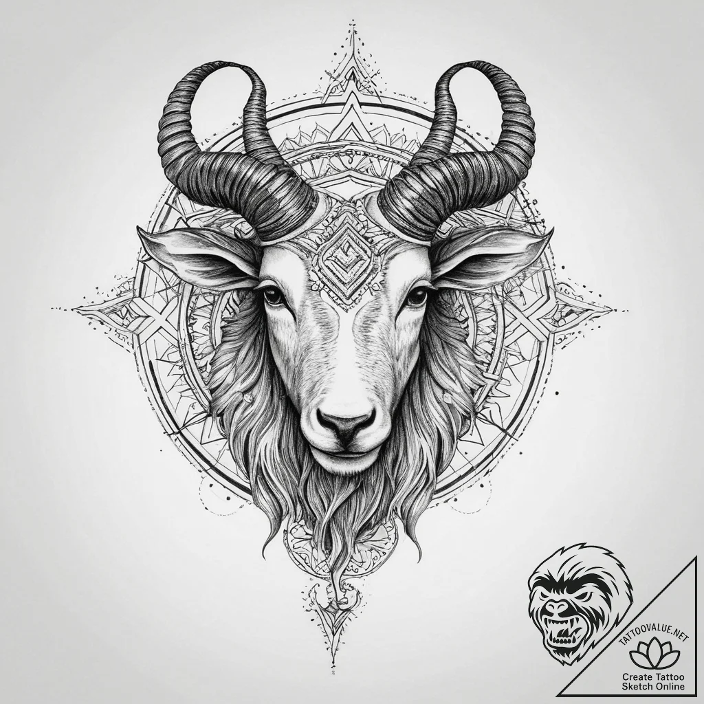 Tattoo design a capricorn goat-fish, where ea... - tattoo sketch (№1755710019_0, 20.08.2025 17:13) — tattoovalue.net
