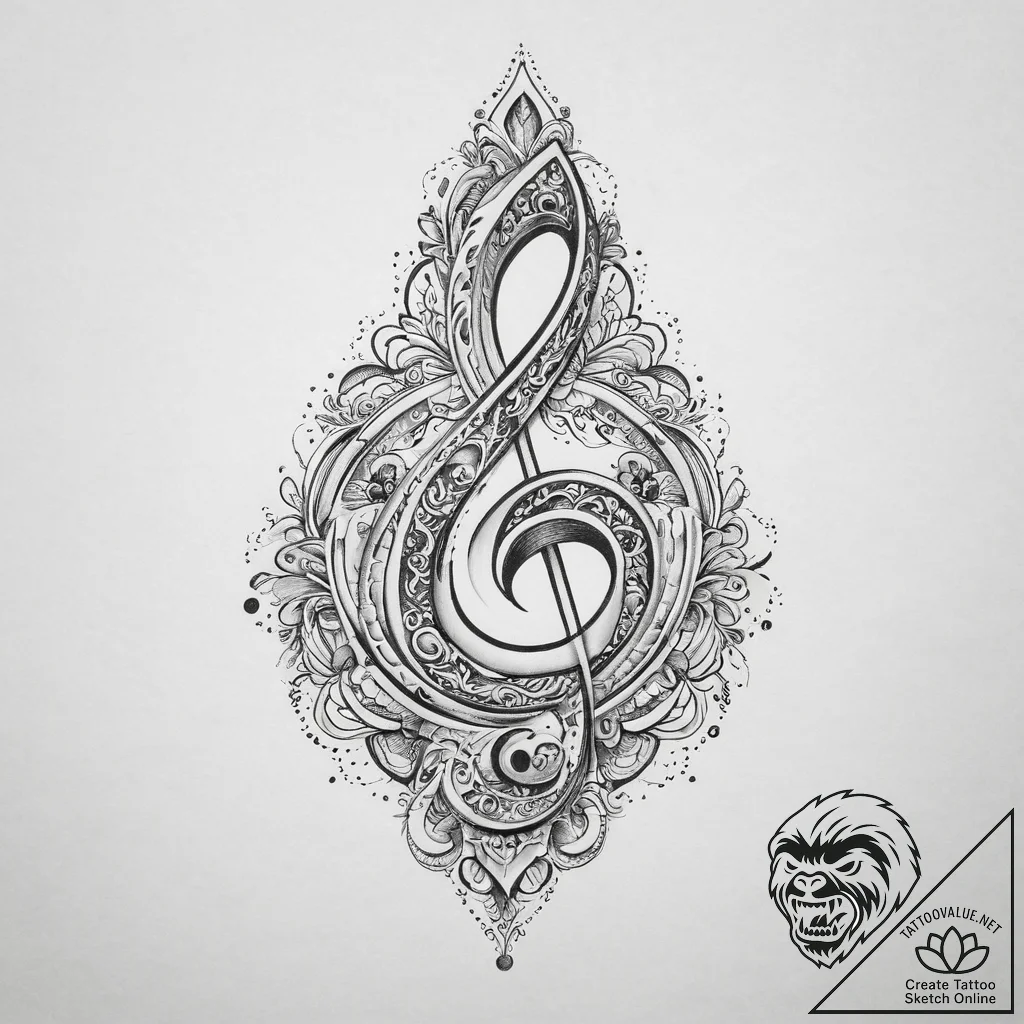 Tattoo design a tiny musical note or a rest s... - tattoo sketch (№1755710226_0, 20.08.2025 17:17) — tattoovalue.net