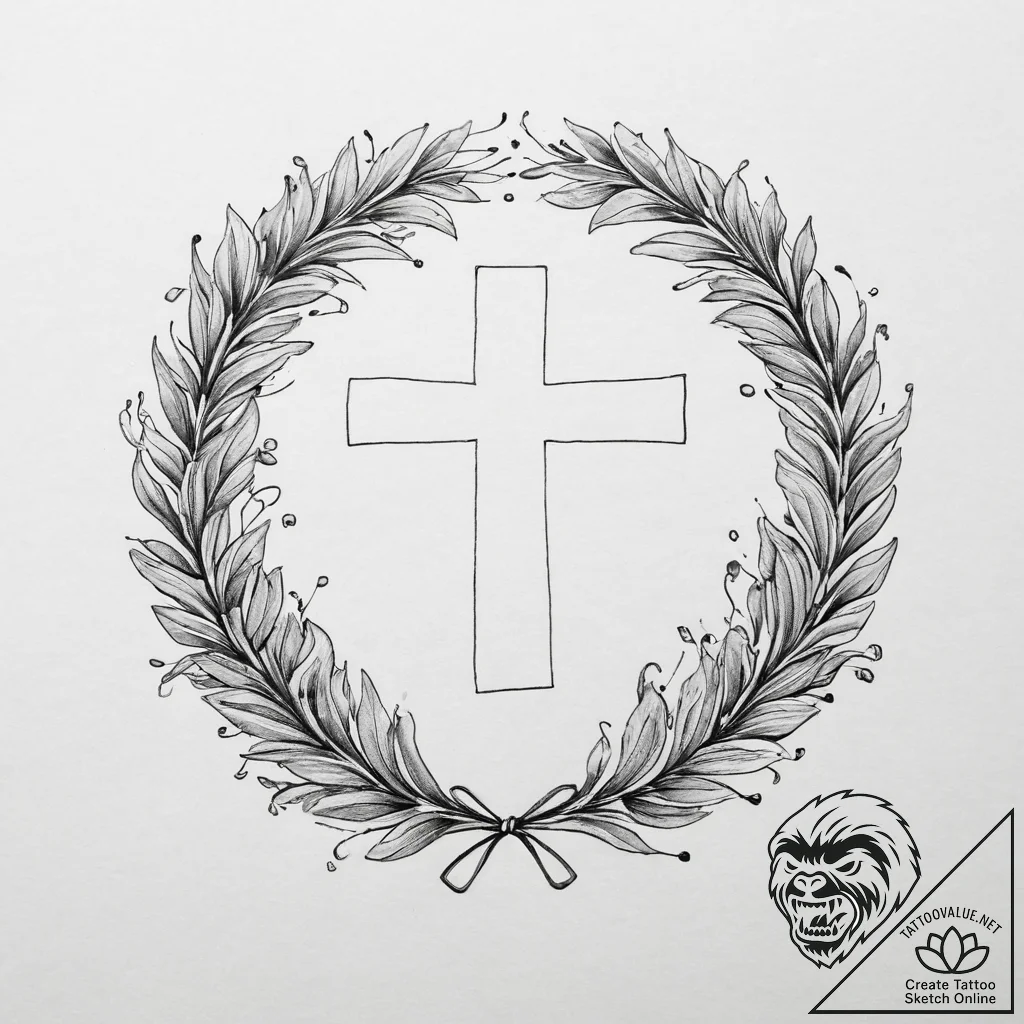 Tattoo design 'gg' surrounded by a winner's w... - tattoo sketch (№1755710435_0, 20.08.2025 17:20) — tattoovalue.net