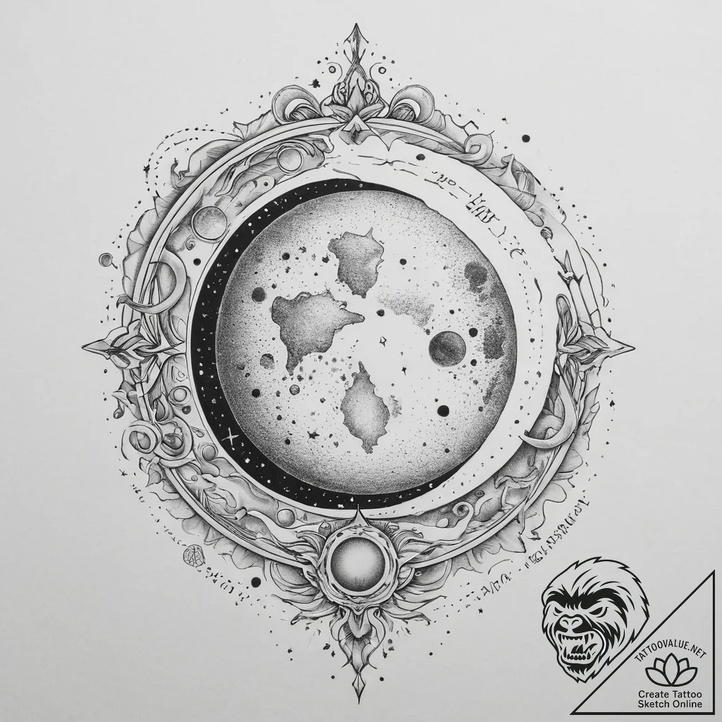 Tattoo design a realistic celestial body (pla... - tattoo sketch (№1755711681_0, 20.08.2025 17:41) — tattoovalue.net