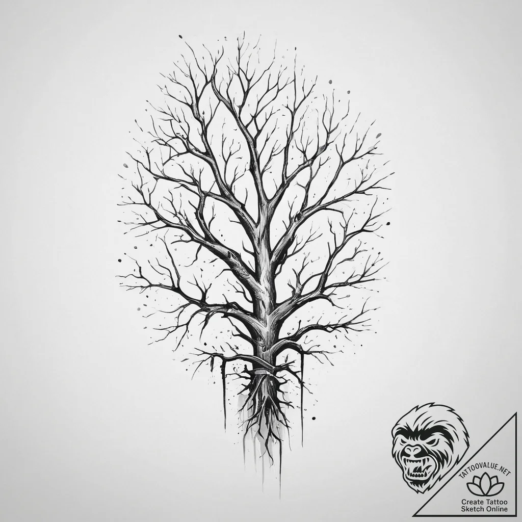 Neuron, tattoo line art, muted color palette,... - tattoo sketch (№1755711887_0, 20.08.2025 17:44) — tattoovalue.net