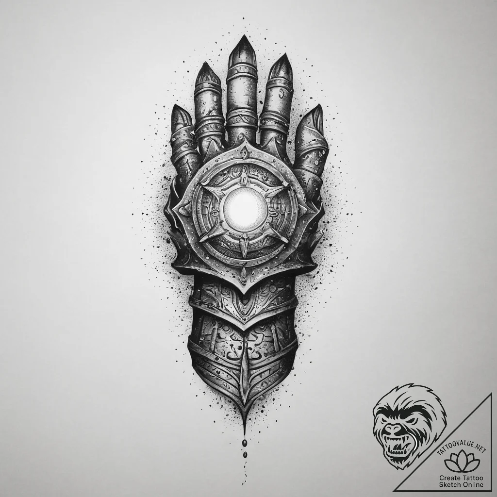 Tattoo sketch a medieval gauntlet holding a g... - tattoo sketch (№1755712093_0, 20.08.2025 17:48) — tattoovalue.net