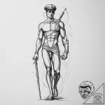 A street performer disguised as a silver stat… – tattoo sketch (№1755713550_0, 20.08.2025 18:12) — tattoovalue.net