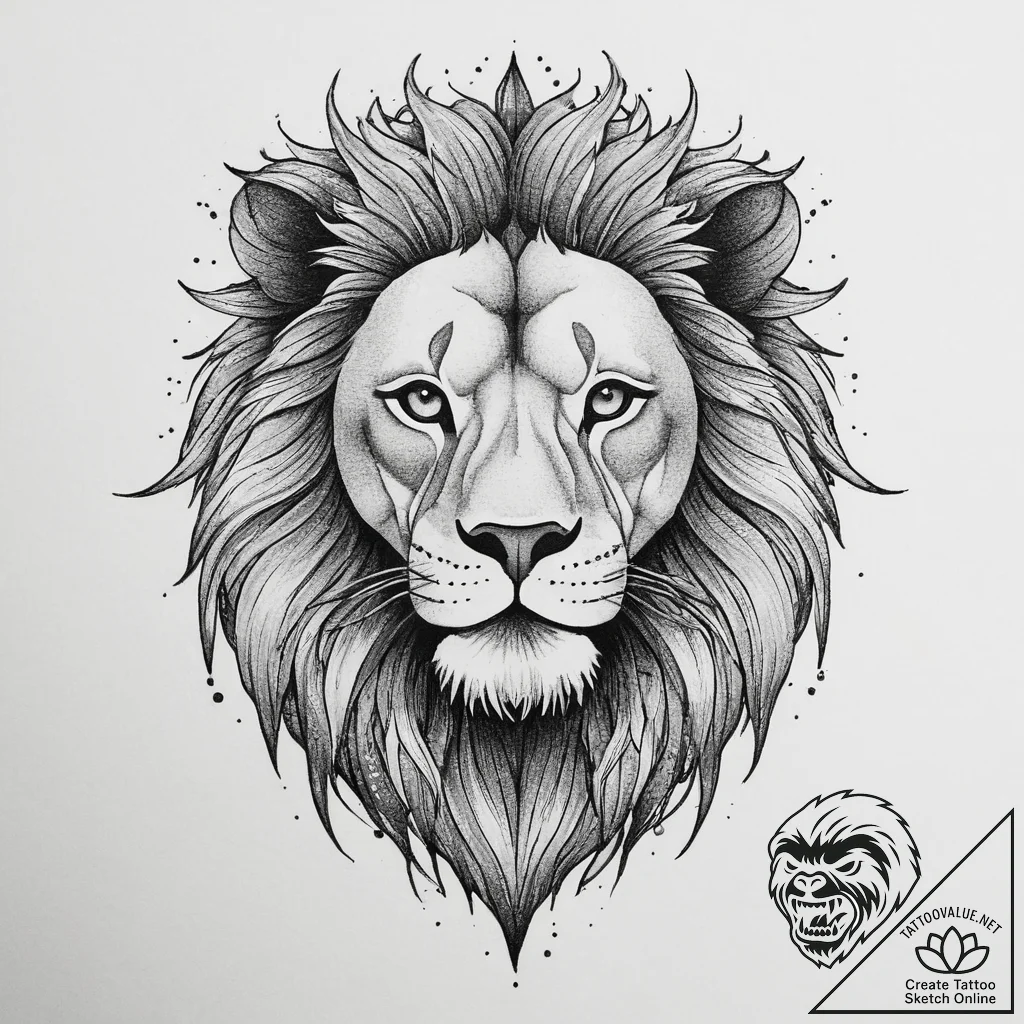Tattoo sketch a leo lion's mane transforming... - tattoo sketch (№1755713960_0, 20.08.2025 18:19) — tattoovalue.net