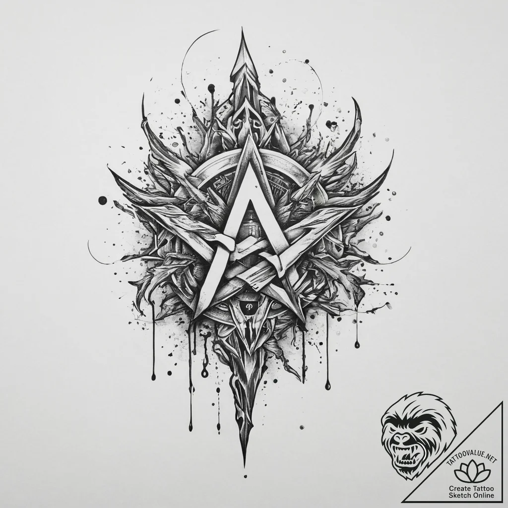 61. tattoo sketch: the rune "chernobog," rend... - tattoo sketch (№1755714374_0, 20.08.2025 18:26) — tattoovalue.net