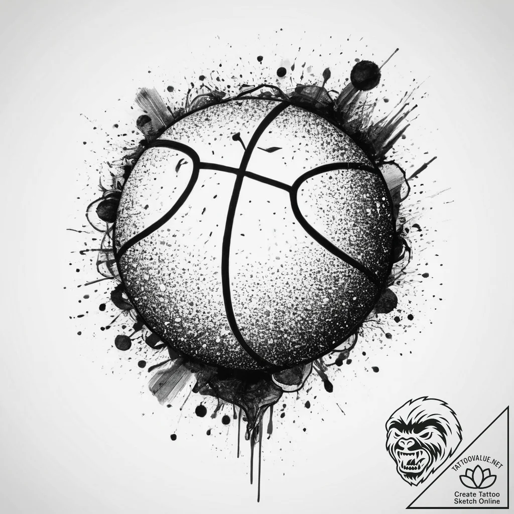 A close-up of the texture of a basketball., t... - tattoo sketch (№1755716197_0, 20.08.2025 18:56) — tattoovalue.net