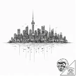 The neon-lit, cyberpunk-esque streets of a fu… – tattoo sketch (№1755716402_0, 20.08.2025 19:00) — tattoovalue.net