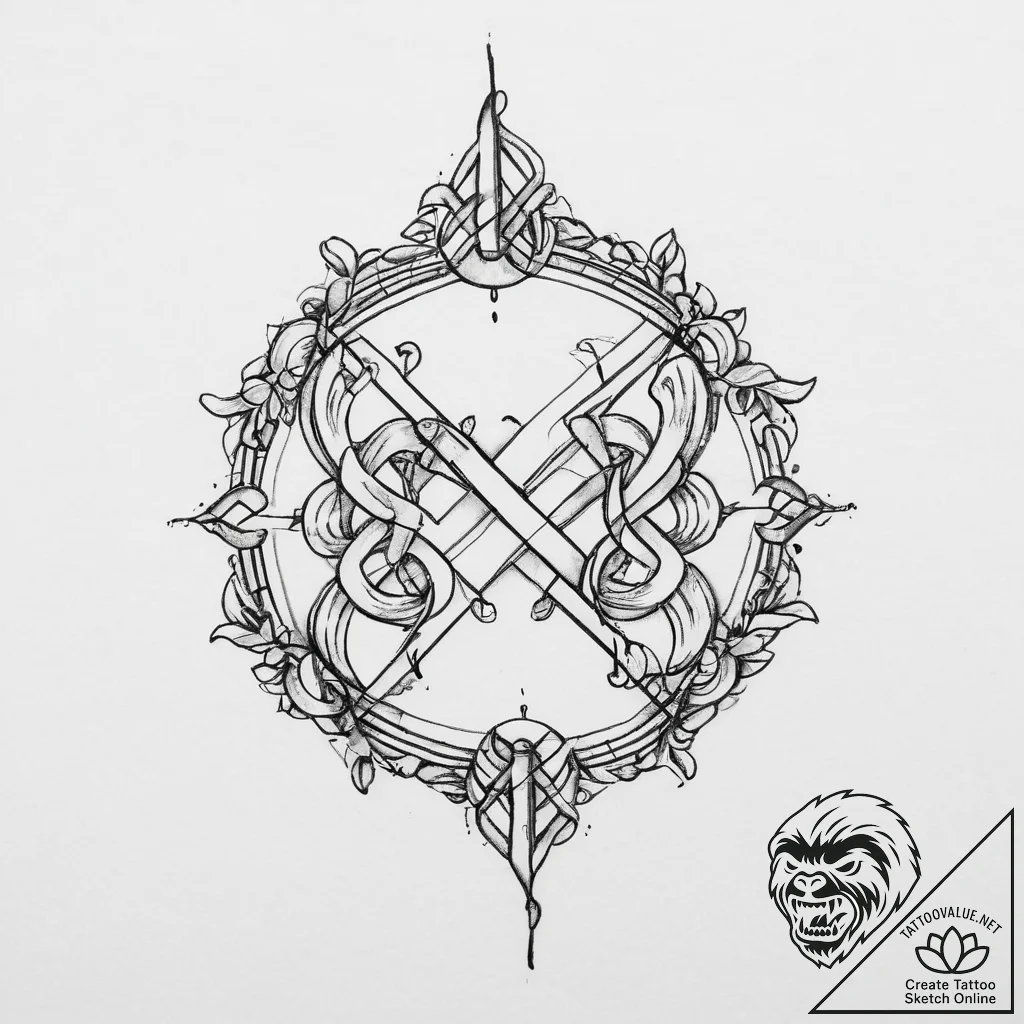 Tattoo sketch gemini's twin glyphs intertwine... - tattoo sketch (№1755717648_0, 20.08.2025 19:20) — tattoovalue.net