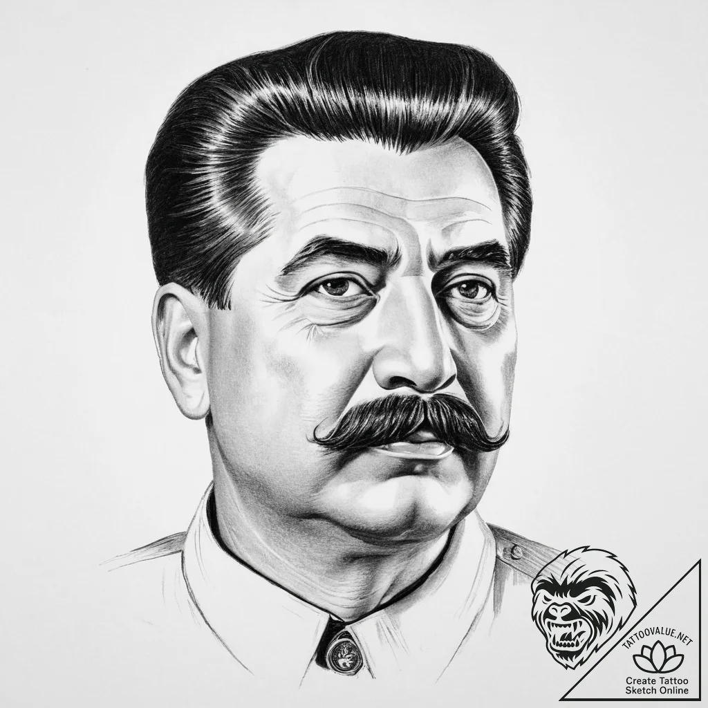 Stalin - tattoo sketch (№1755718063_0, 20.08.2025 19:27) — tattoovalue.net