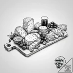 A charcuterie board with a variety of cheeses… – tattoo sketch (№1755718680_0, 20.08.2025 19:38) — tattoovalue.net