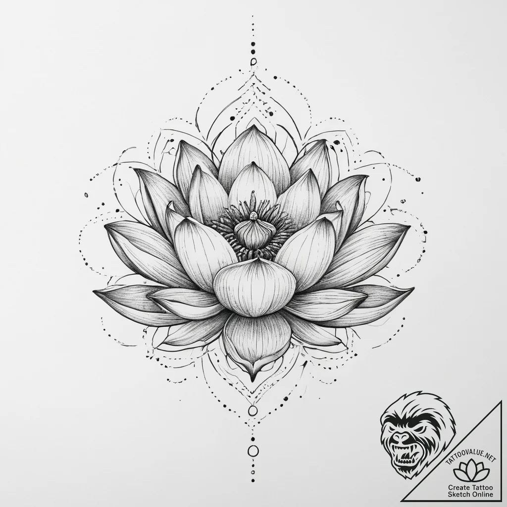 Tattoo design a lotus flower whose petals are... - tattoo sketch (№1755719303_0, 20.08.2025 19:48) — tattoovalue.net