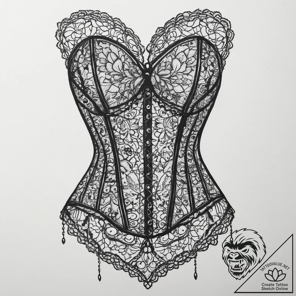 Tattoo design a lace pattern forming a sensua... - tattoo sketch (№1755719509_0, 20.08.2025 19:51) — tattoovalue.net