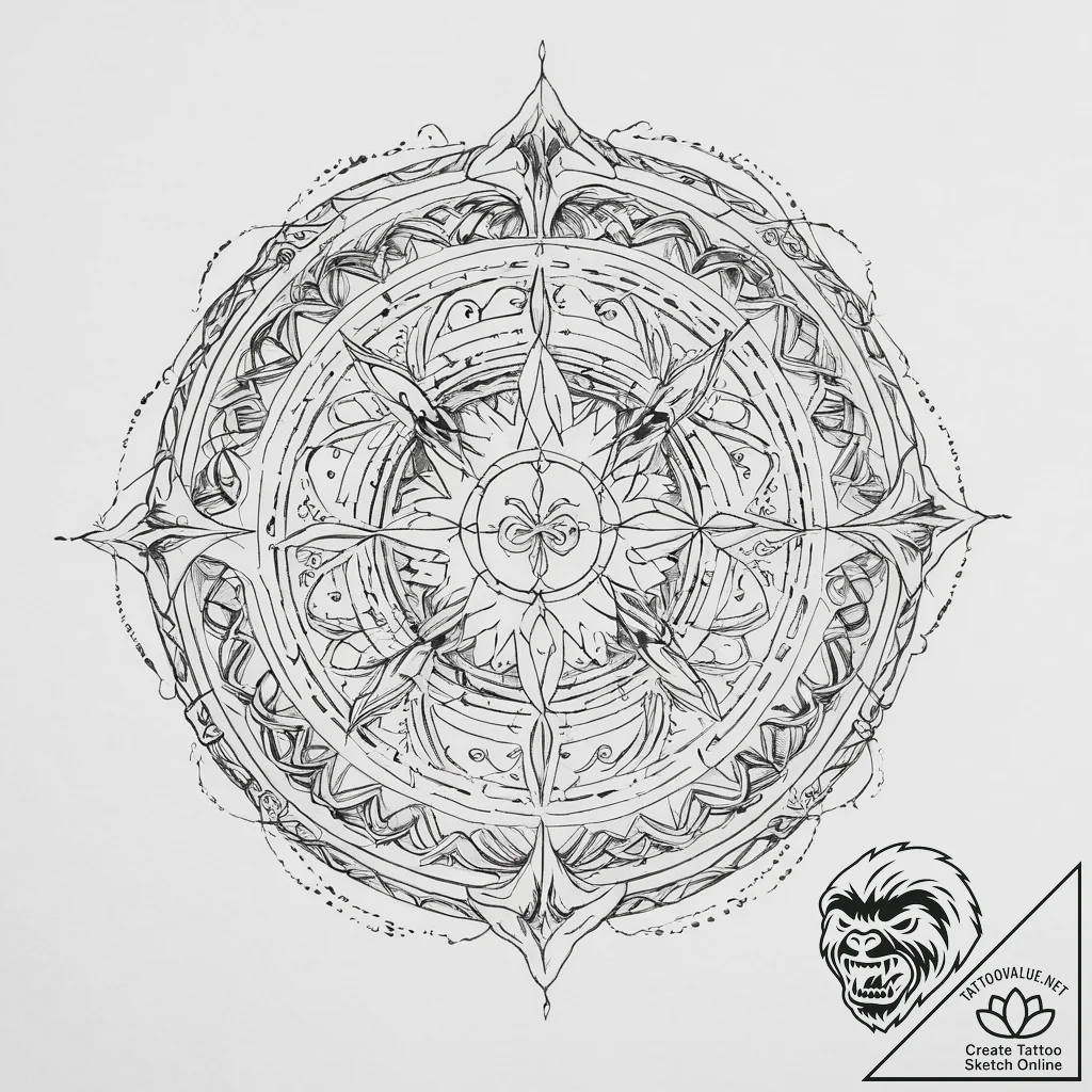 Tattoo sketch a zodiac glyph where half is cl... - tattoo sketch (№1755720954_0, 20.08.2025 20:15) — tattoovalue.net