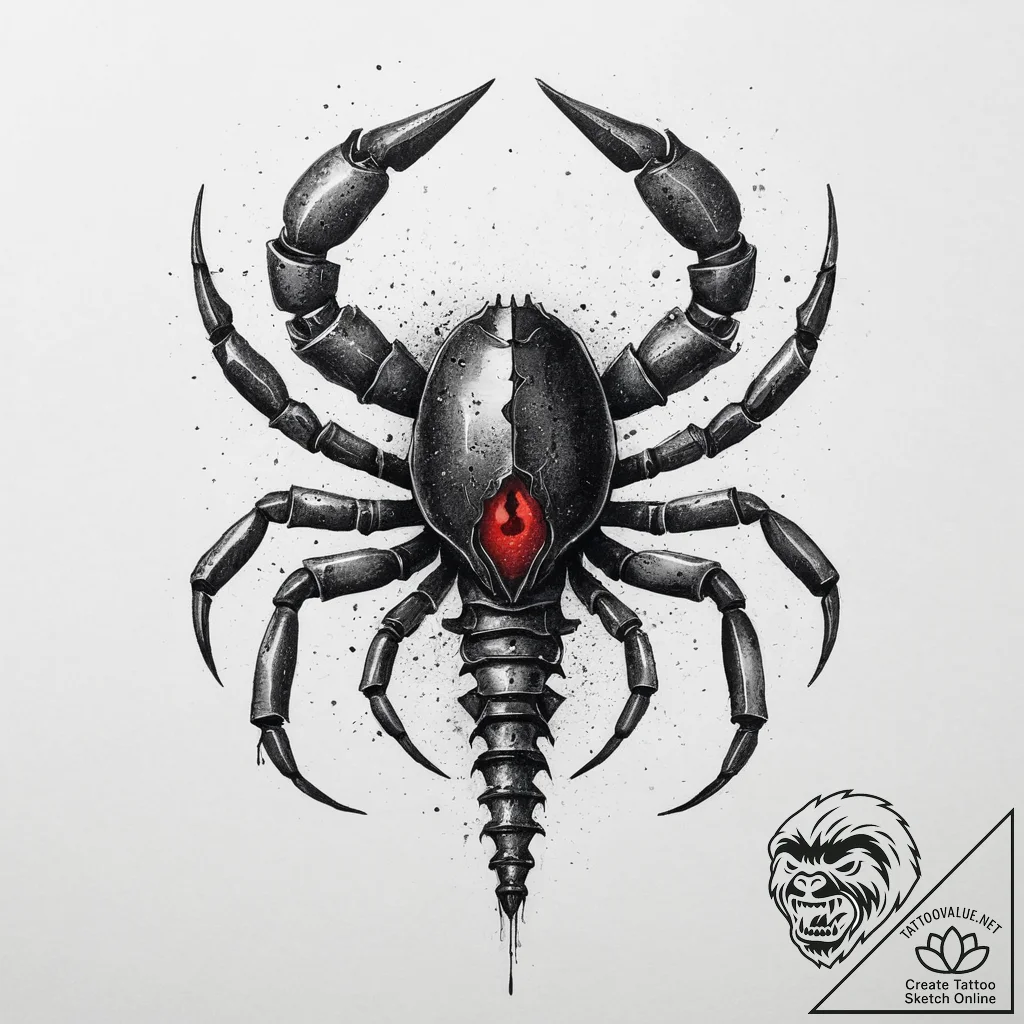 Tattoo design a scorpio scorpion made of obsi... - tattoo sketch (№1755721366_0, 20.08.2025 20:22) — tattoovalue.net