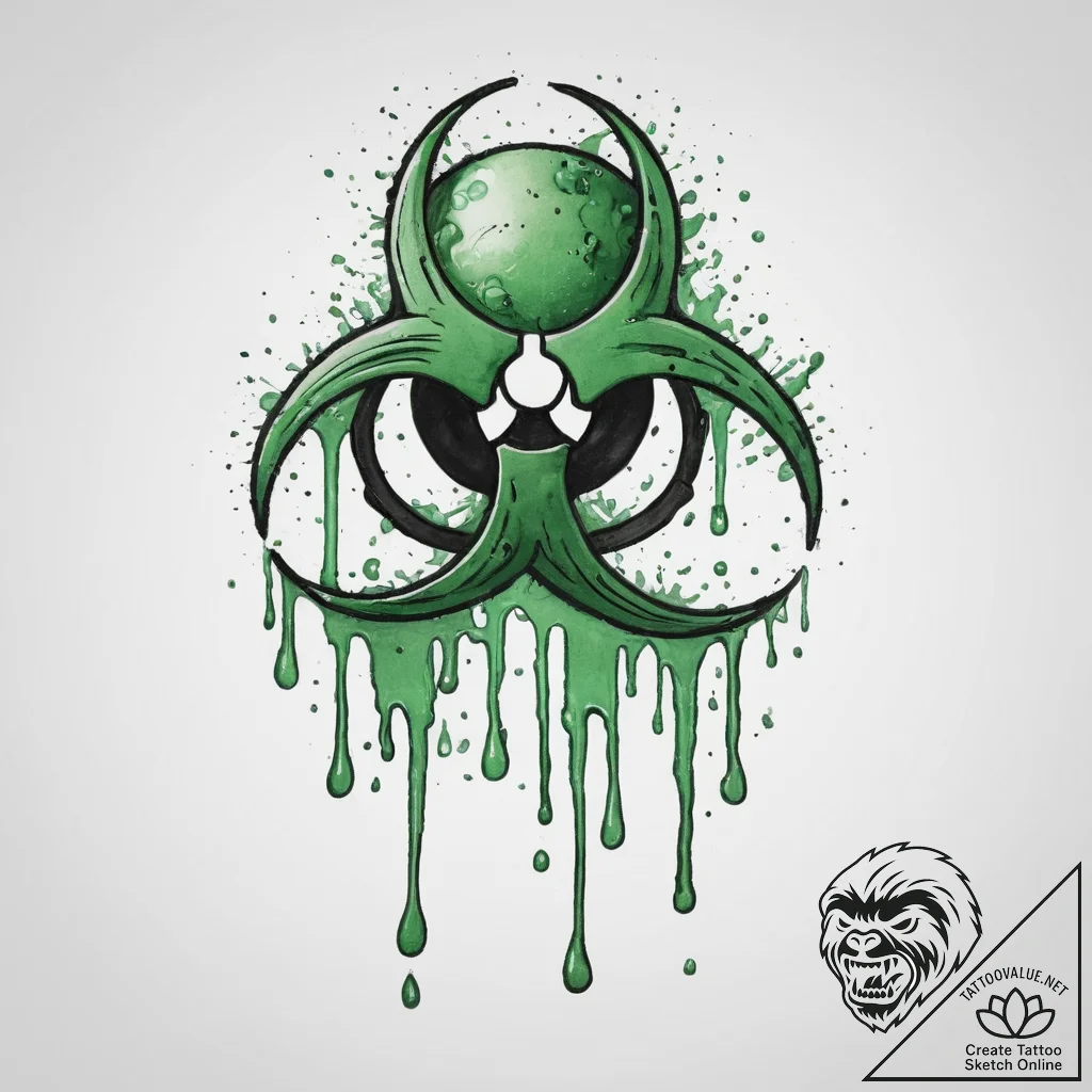 Tattoo sketch a stylized biohazard symbol dri... - tattoo sketch (№1755722190_0, 20.08.2025 20:36) — tattoovalue.net
