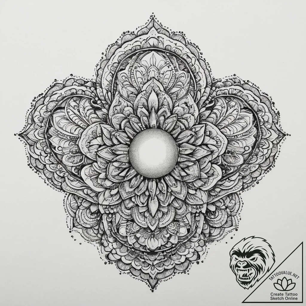 Tattoo design a delicate pearl in an open oys... - tattoo sketch (№1755724039_0, 20.08.2025 21:07) — tattoovalue.net
