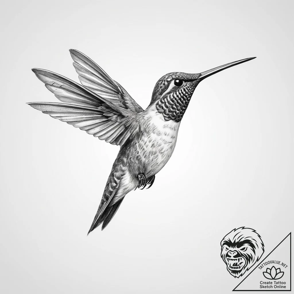 Hummingbird - tattoo sketch (№1755724659_0, 20.08.2025 21:17) — tattoovalue.net