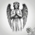 A weeping angel statue, artistic tattoo sketc… – tattoo sketch (№1755724865_0, 20.08.2025 21:21) — tattoovalue.net
