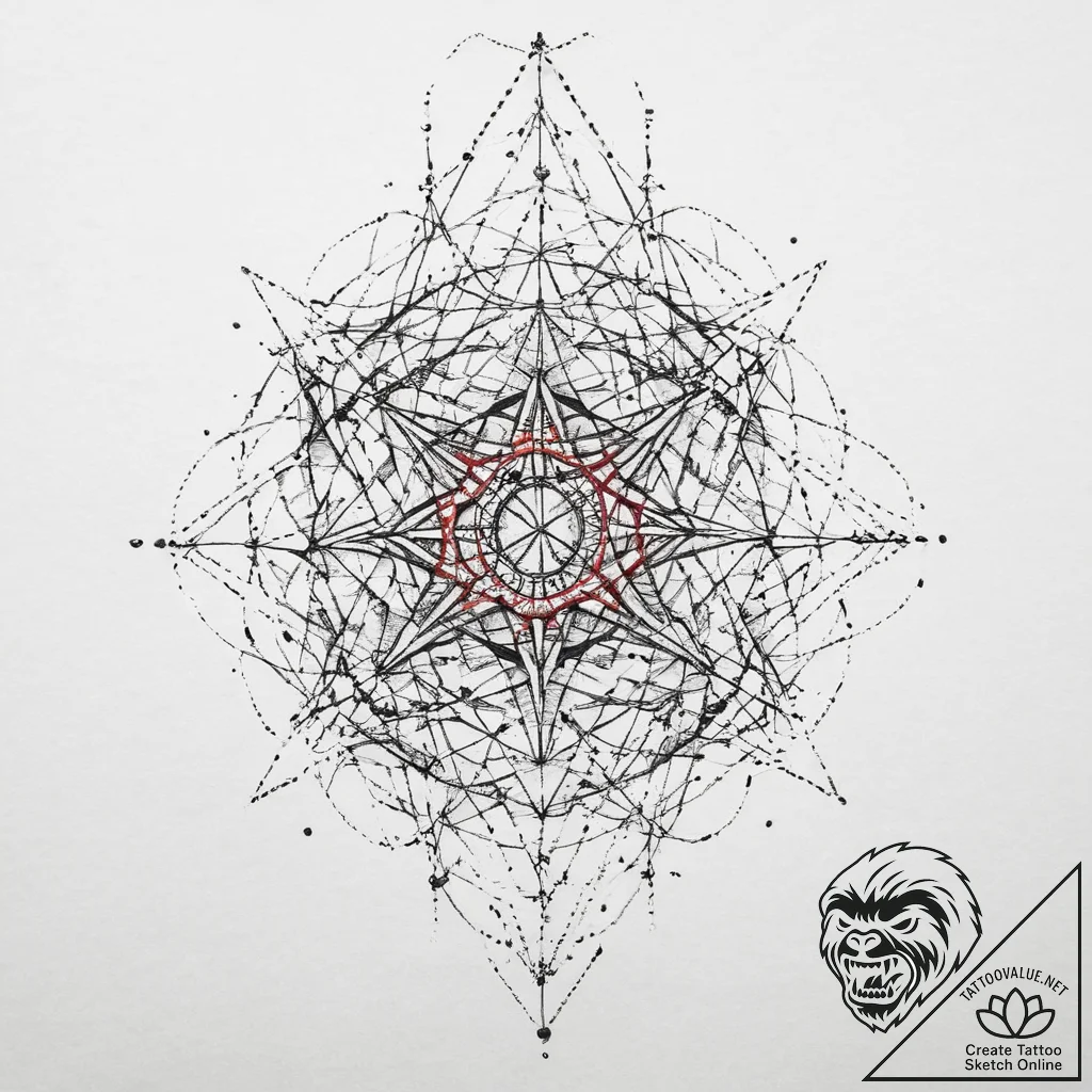 Tattoo design an abstract network of glowing... - tattoo sketch (№1755725280_0, 20.08.2025 21:28) — tattoovalue.net