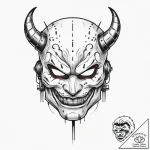Cyberpunk oni mask, tattoo flash sheet design… – tattoo sketch (№1755727752_0, 20.08.2025 22:09) — tattoovalue.net