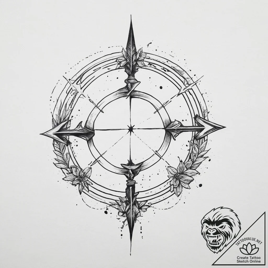 Tattoo sketch a sagittarius archer, minimalis... - tattoo sketch (№1755727960_0, 20.08.2025 22:12) — tattoovalue.net