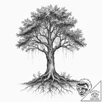 Tattoo design a single, strong oak tree with… – tattoo sketch (№1755728790_0, 20.08.2025 22:26) — tattoovalue.net