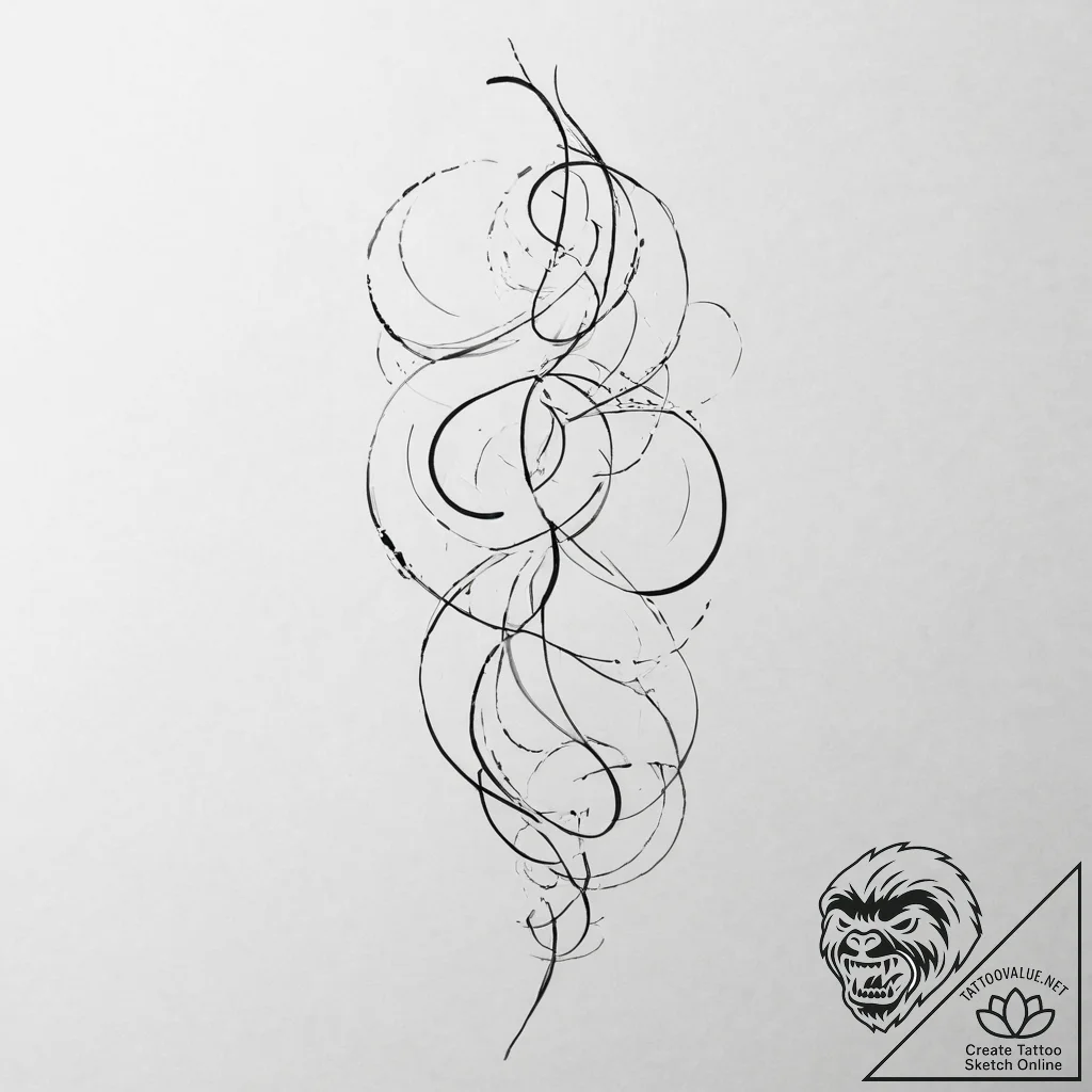 Tattoo design a continuous abstract line that... - tattoo sketch (№1755729423_0, 20.08.2025 22:37) — tattoovalue.net