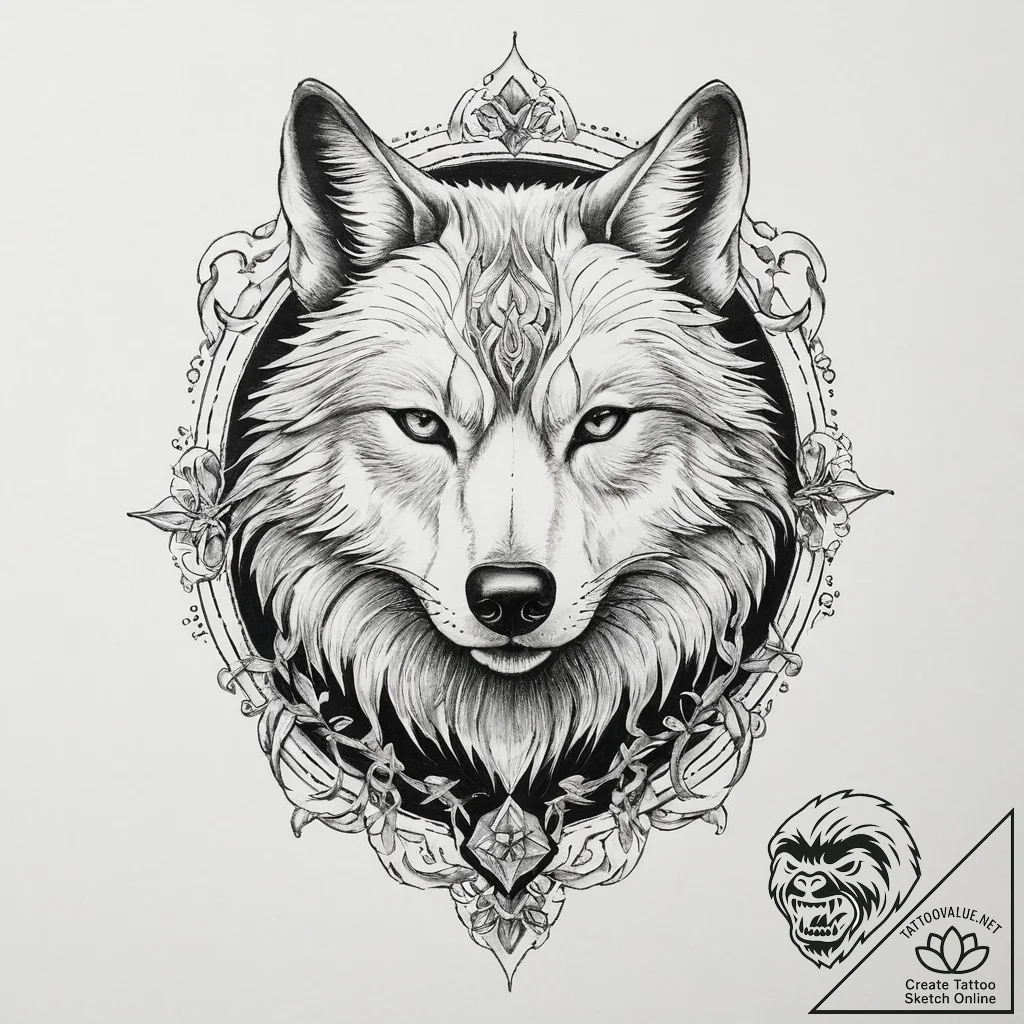 Fenrir (the wolf), ink illustration for tatto... - tattoo sketch (№1755729629_0, 20.08.2025 22:40) — tattoovalue.net