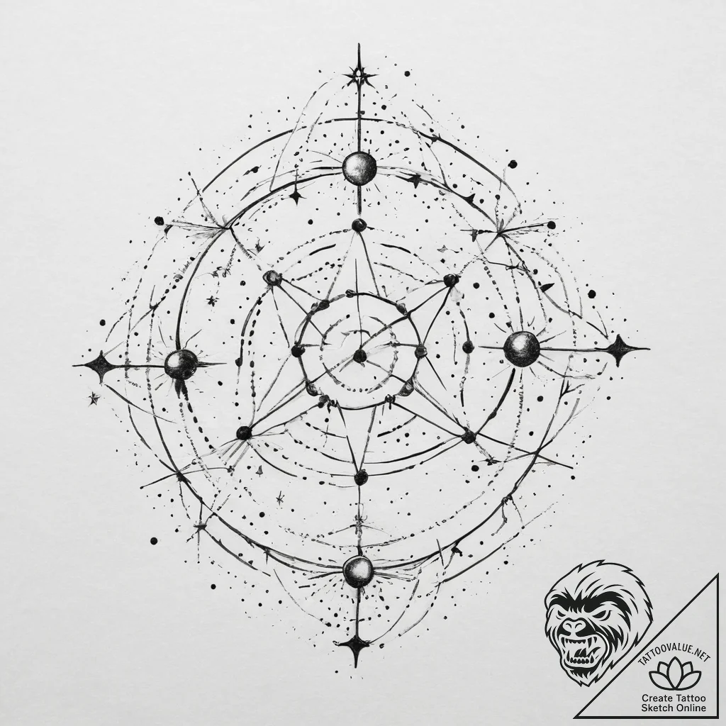 Tattoo sketch a constellation formed by the b... - tattoo sketch (№1755730048_0, 20.08.2025 22:47) — tattoovalue.net
