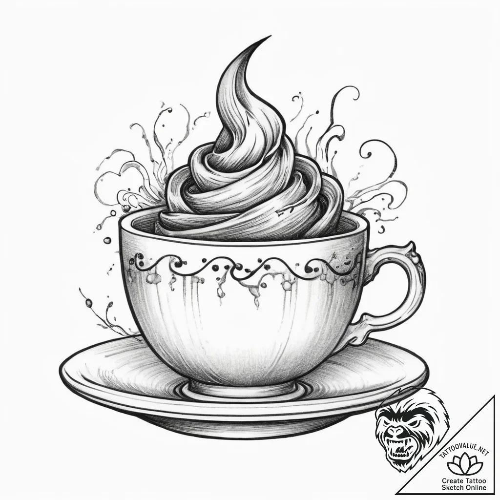 Tornado in a teacup, tattoo flash sheet desig... - tattoo sketch (№1755730462_0, 20.08.2025 22:54) — tattoovalue.net
