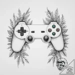 Tattoo design a game controller with nature e… – tattoo sketch (№1755730675_0, 20.08.2025 22:57) — tattoovalue.net