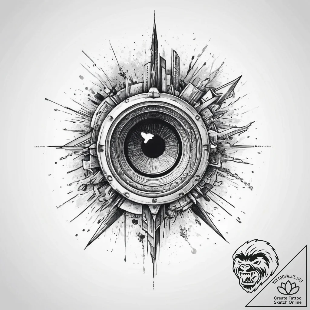 Tattoo sketch a futuristic weapon sight with... - tattoo sketch (№1755731091_0, 20.08.2025 23:04) — tattoovalue.net