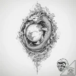 An antique globe, tattoo drawing outline, ire… – tattoo sketch (№1755731506_0, 20.08.2025 23:11) — tattoovalue.net