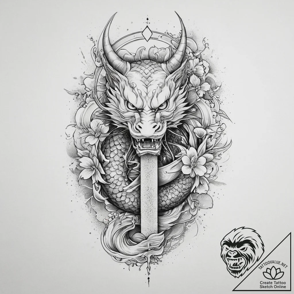 Inverted cross, tattoo line art, irezumi japa... - tattoo sketch (№1755732126_0, 20.08.2025 23:22) — tattoovalue.net